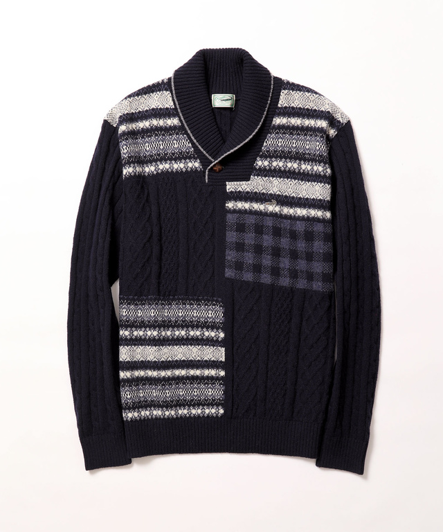 ブロックショール衿セーター【MADE IN JAPAN】
