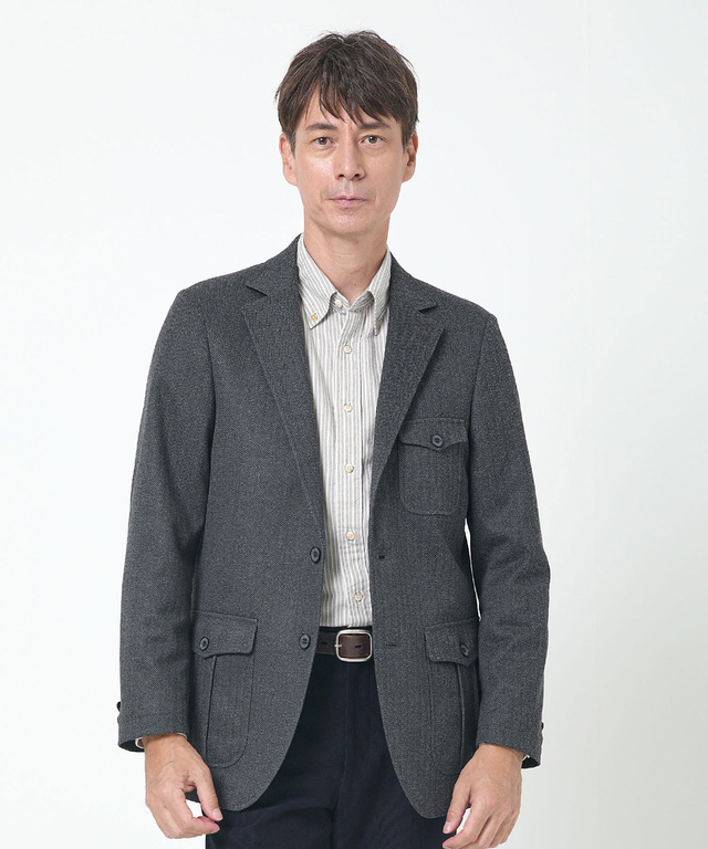 ウールライク ヘリンボーン ジャケット