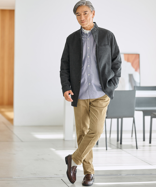 ジャージーメルトン スタンドカラー ジャケット