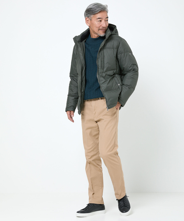 フード付き  スタンドカラー ダウンジャケット