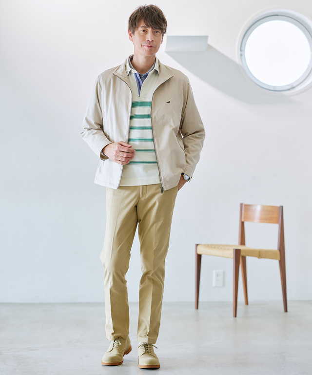 シャンブレーツイル ジップ ブルゾン【吸汗速乾】