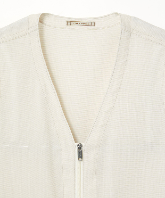 パナマ織り ジップ ベスト