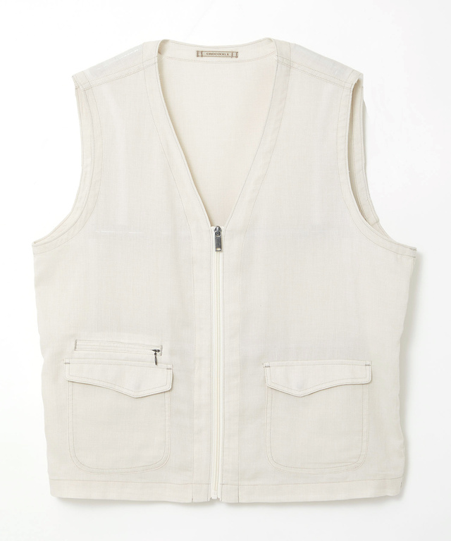 パナマ織り ジップ ベスト