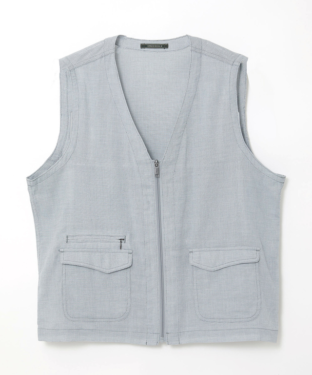 パナマ織り ジップ ベスト