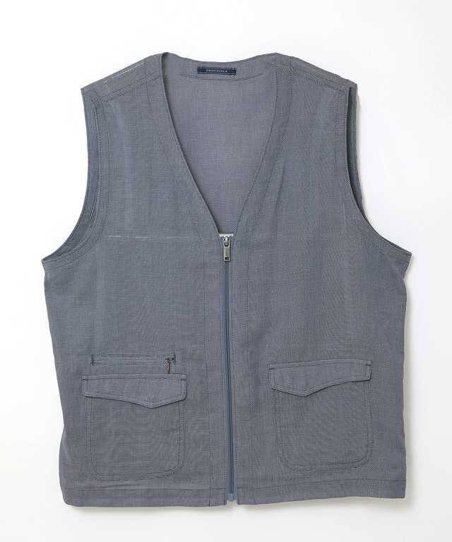 パナマ織り ジップ ベスト