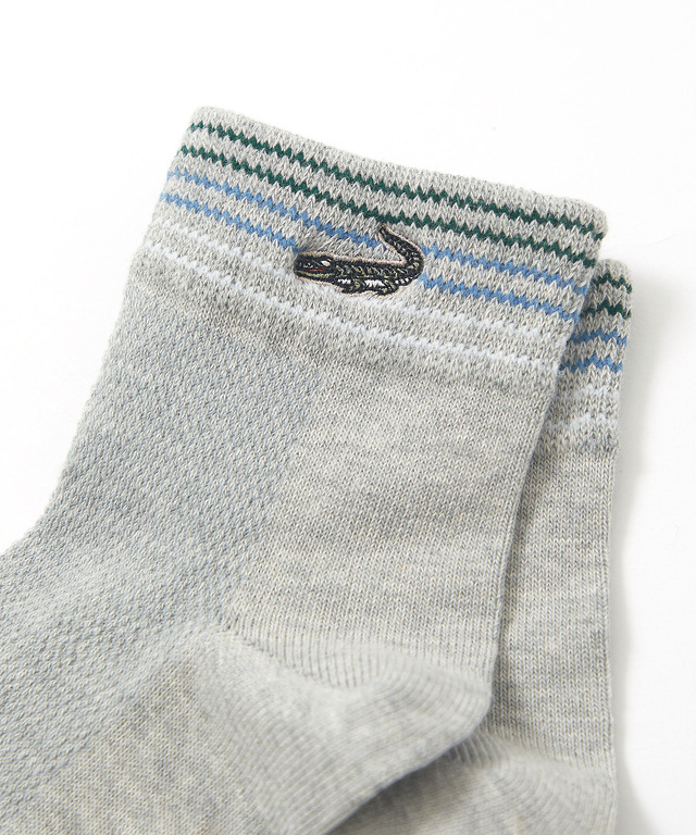 ボーダー メッシュ切り替え ショート丈ソックス