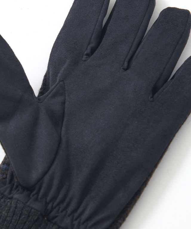 ウールブレンド チェック柄 グローブ