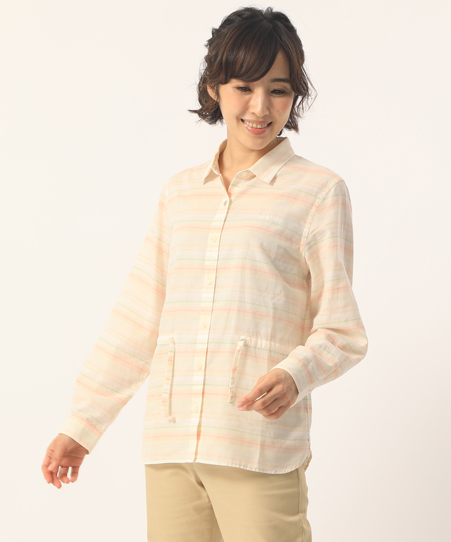 麻混サイドシャーリングシャツ