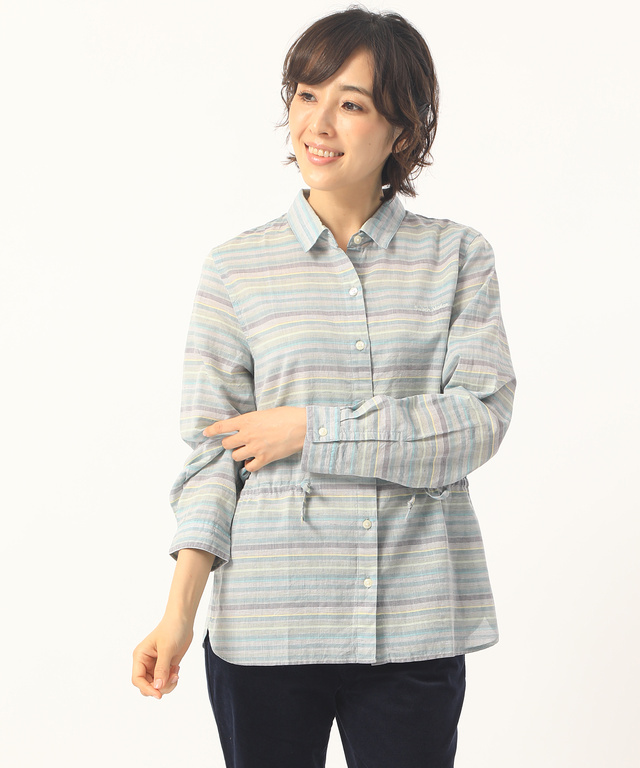 麻混サイドシャーリングシャツ