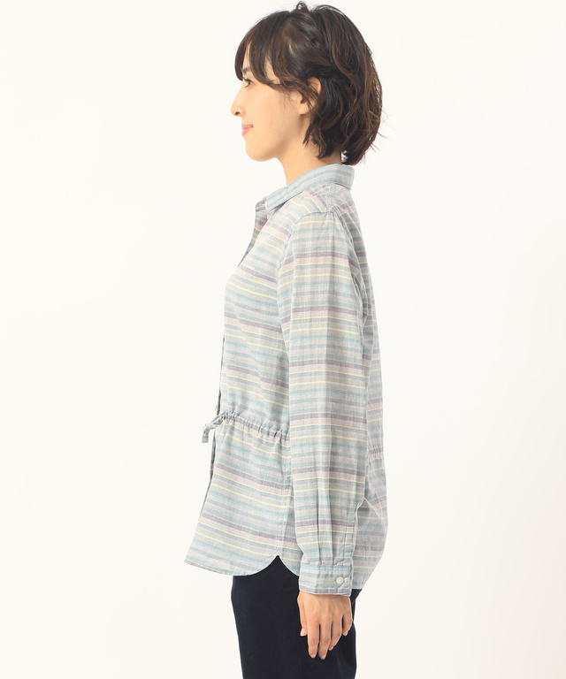 麻混サイドシャーリングシャツ