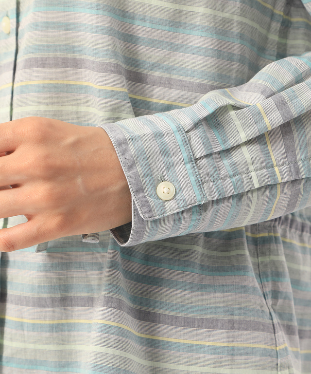 麻混サイドシャーリングシャツ