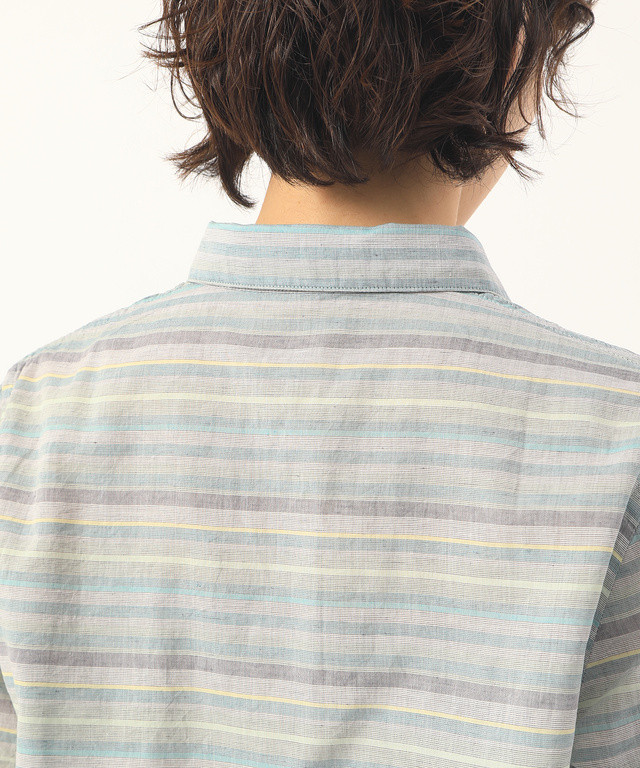 麻混サイドシャーリングシャツ