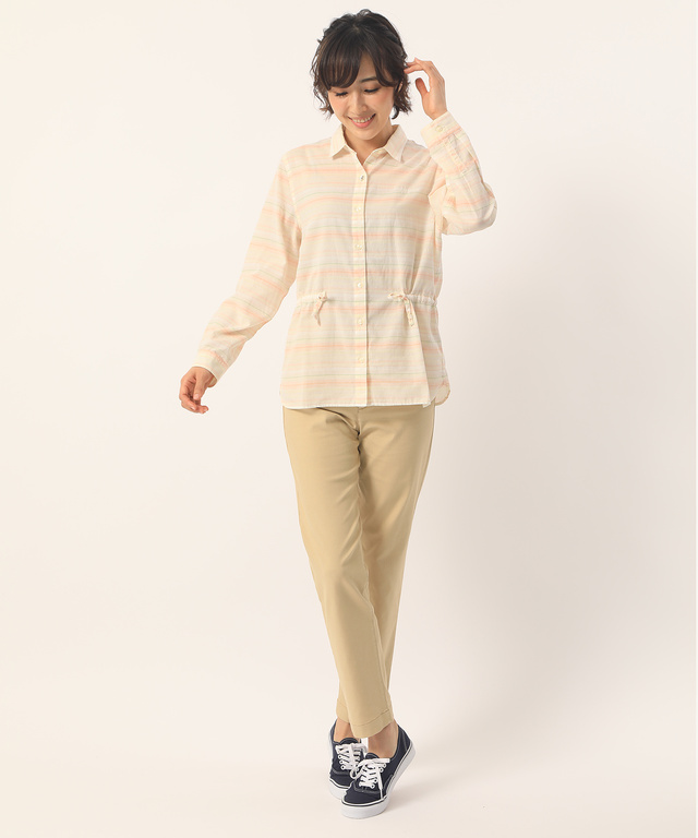 麻混サイドシャーリングシャツ