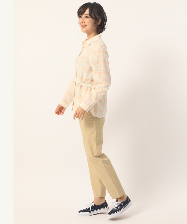 麻混サイドシャーリングシャツ