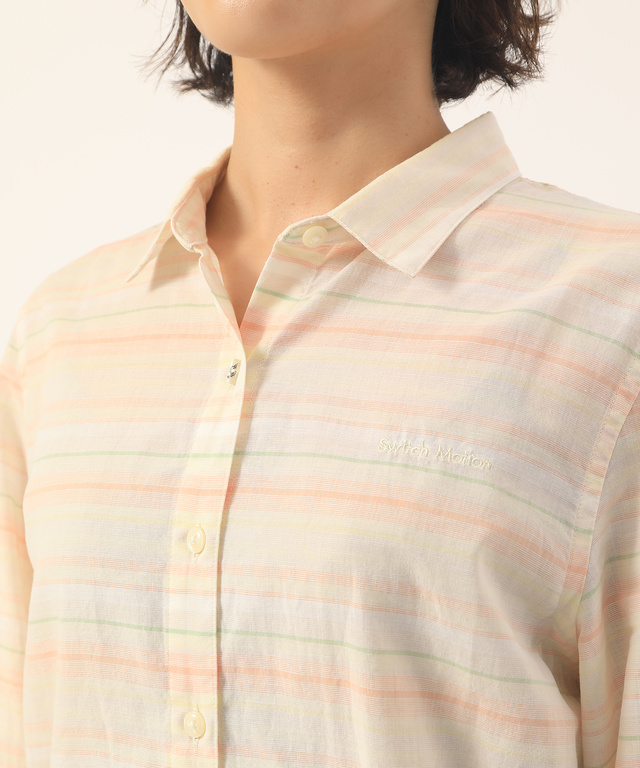 麻混サイドシャーリングシャツ