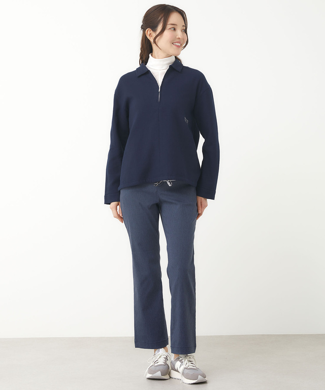 接結 ハーフジップ  プルオーバーブラウス 