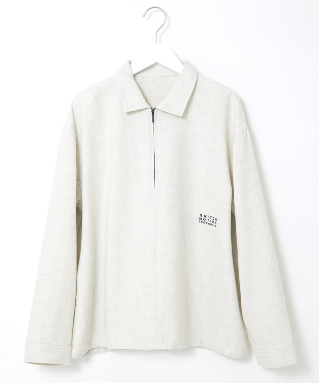 接結 ハーフジップ  プルオーバーブラウス 