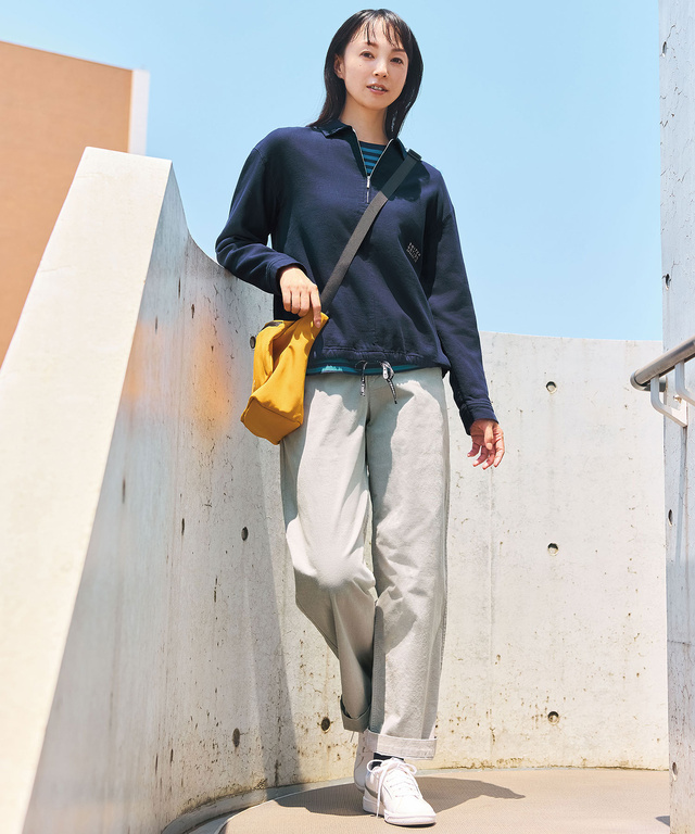 接結 ハーフジップ  プルオーバーブラウス 