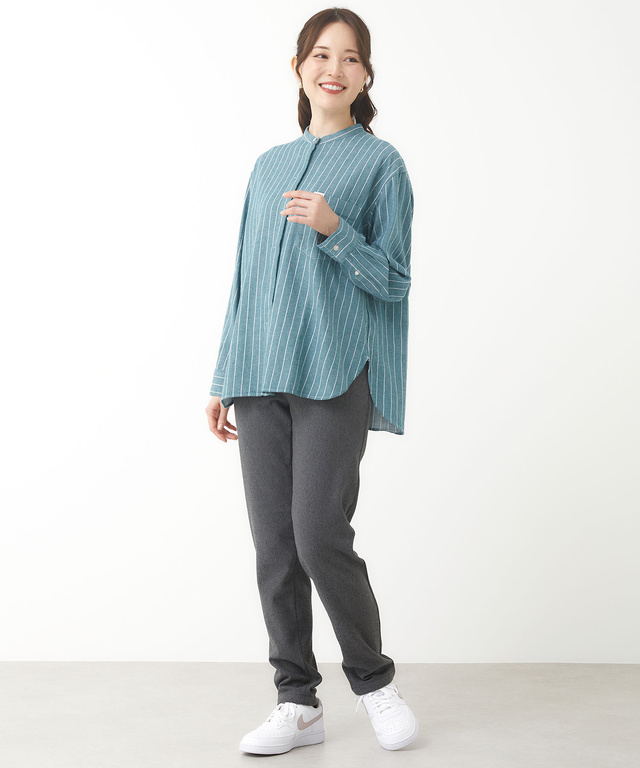 バンドカラー 微起毛 ブラウス