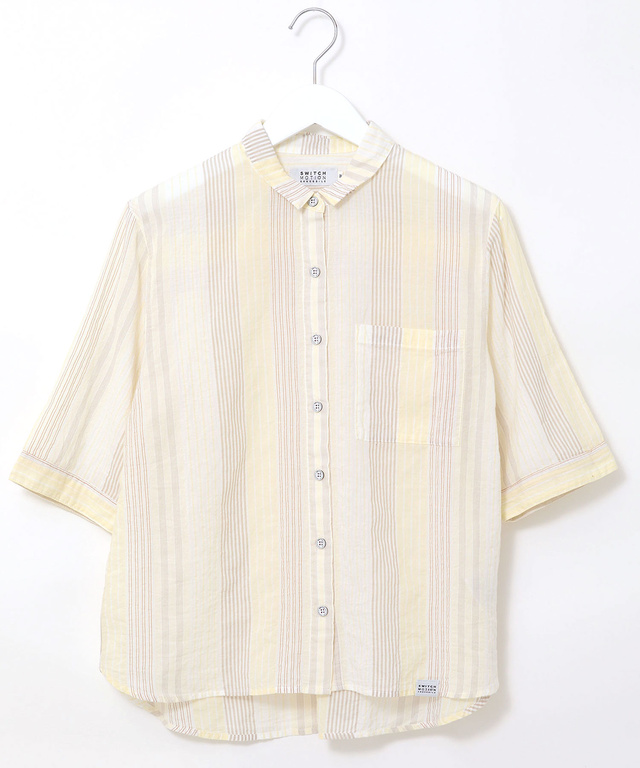 ストライプ ラウンドカット シャツ
