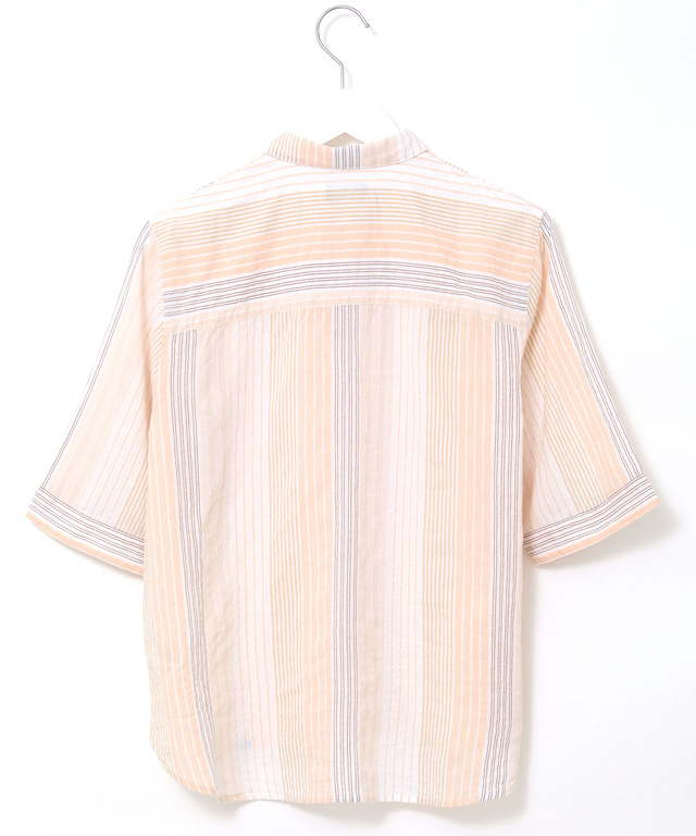 ストライプ ラウンドカット シャツ