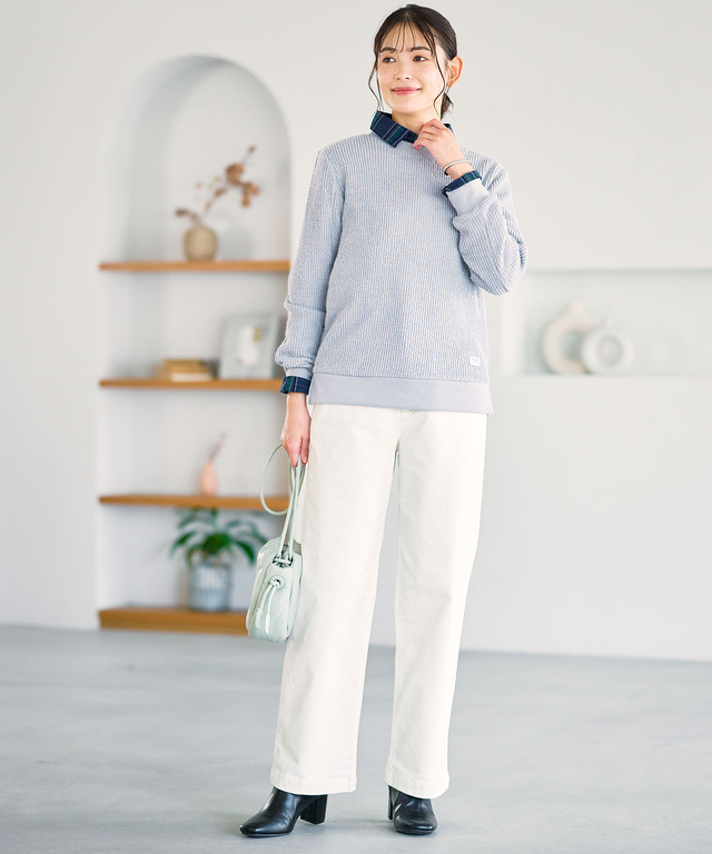 微起毛ピケ チェック柄 ブラウス