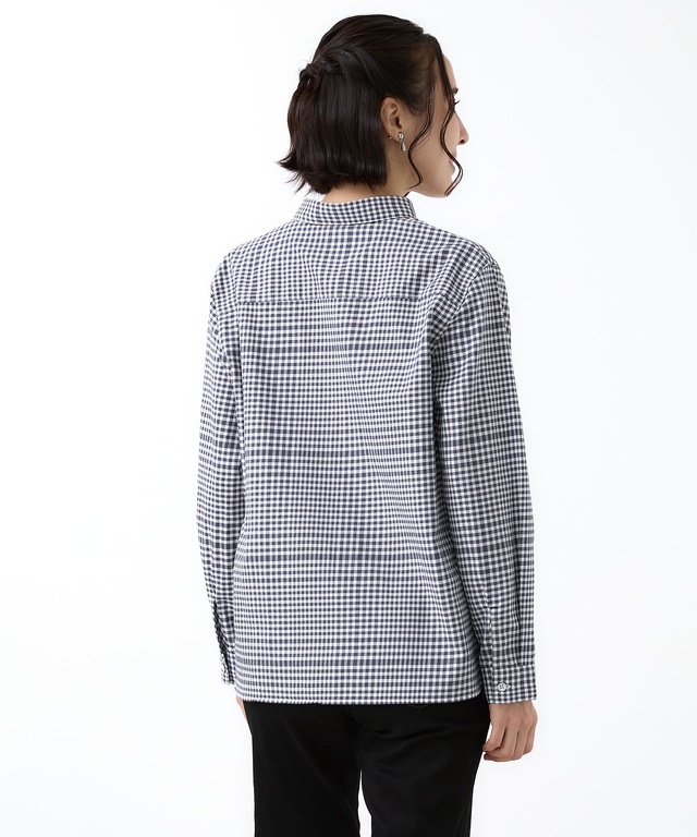 微起毛 ギンガムチェック柄 ブラウス