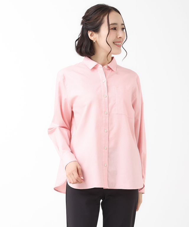 ノンアイロン コットン 無地 ブラウス【シワになりにくい】