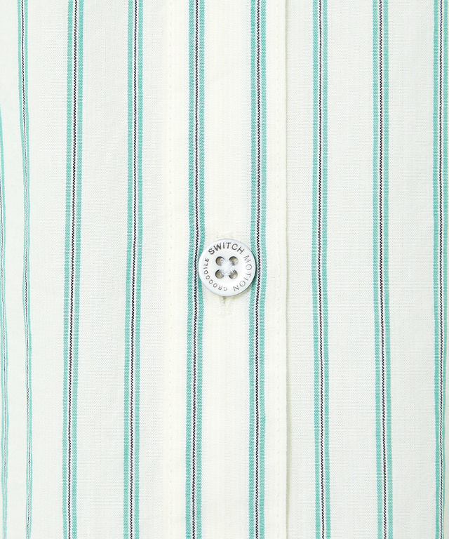 スノーコットン ストライプ 七分袖 シャツ【接触冷感】