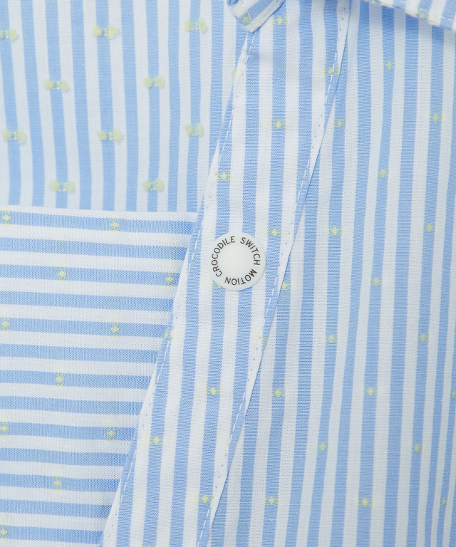 スノーコットン ストライプ スキッパー ブラウス【接触冷感】