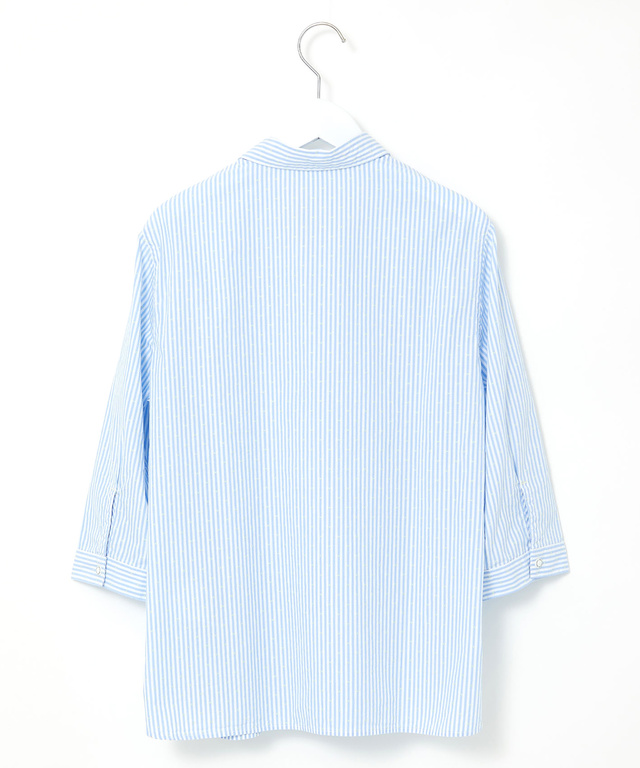 スノーコットン ストライプ スキッパー ブラウス【接触冷感】