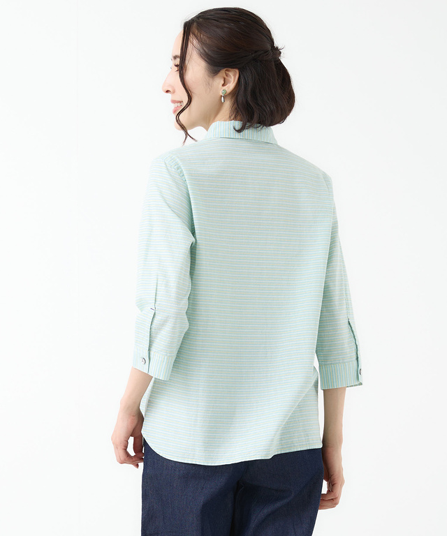 コットン デザイン 七分袖 シャツ