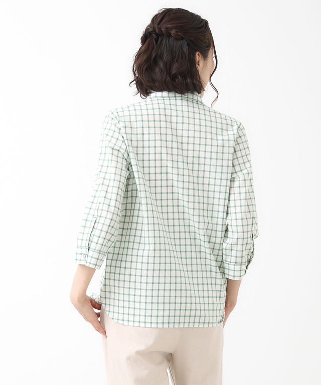 コットン デザイン 七分袖 シャツ