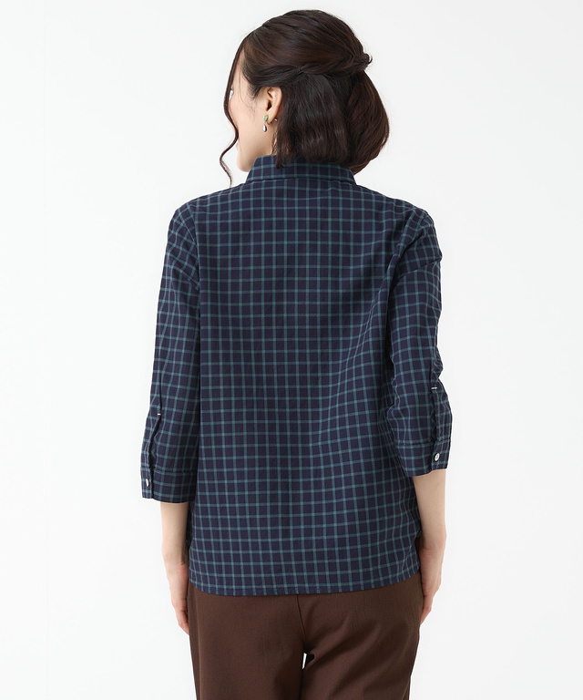 コットン デザイン 七分袖 シャツ