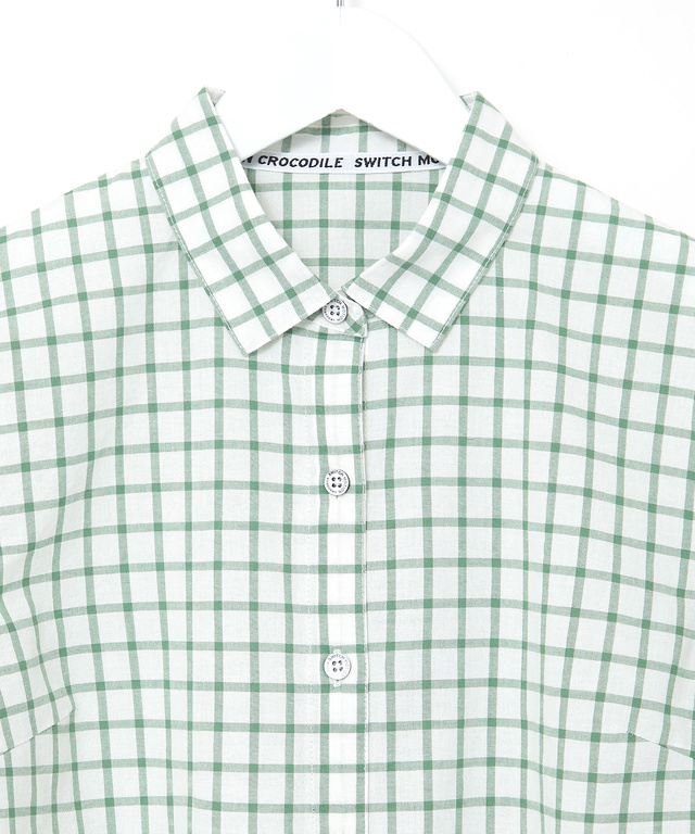 コットン デザイン 七分袖 シャツ