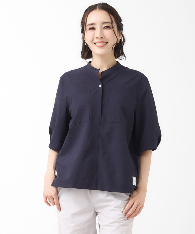 袖タックデザイン プルオーバー ブラウス