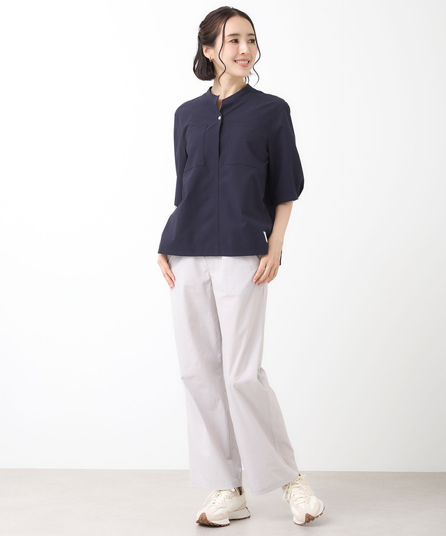 袖タックデザイン プルオーバー ブラウス