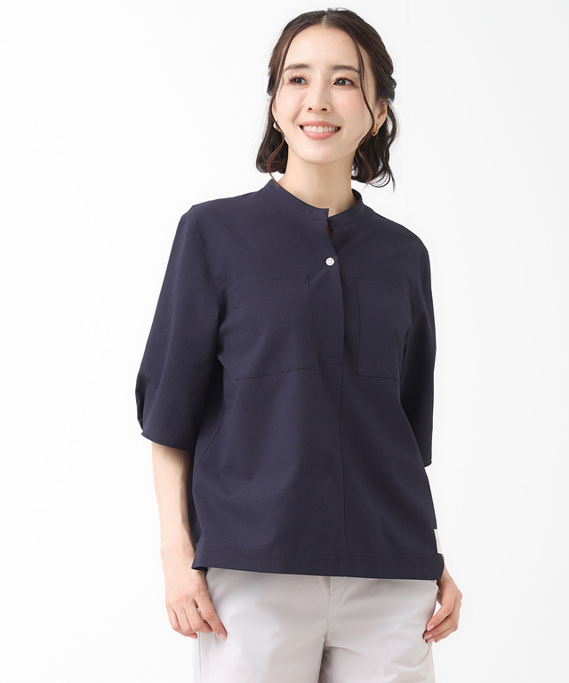 袖タックデザイン プルオーバー ブラウス