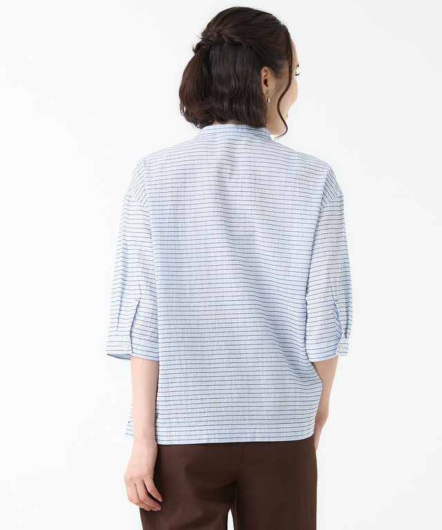 スノーコットン ボーダー プルオーバー ブラウス【接触冷感】