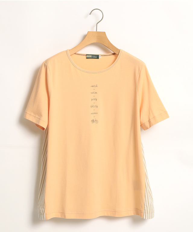 綿麻バックデザインドッキングカットソー