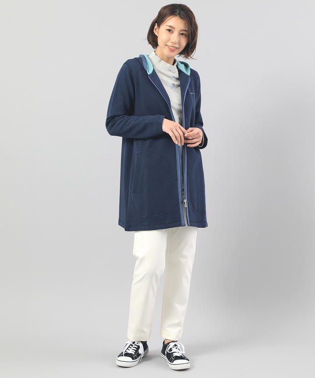 パーカージップアップロングジャケット