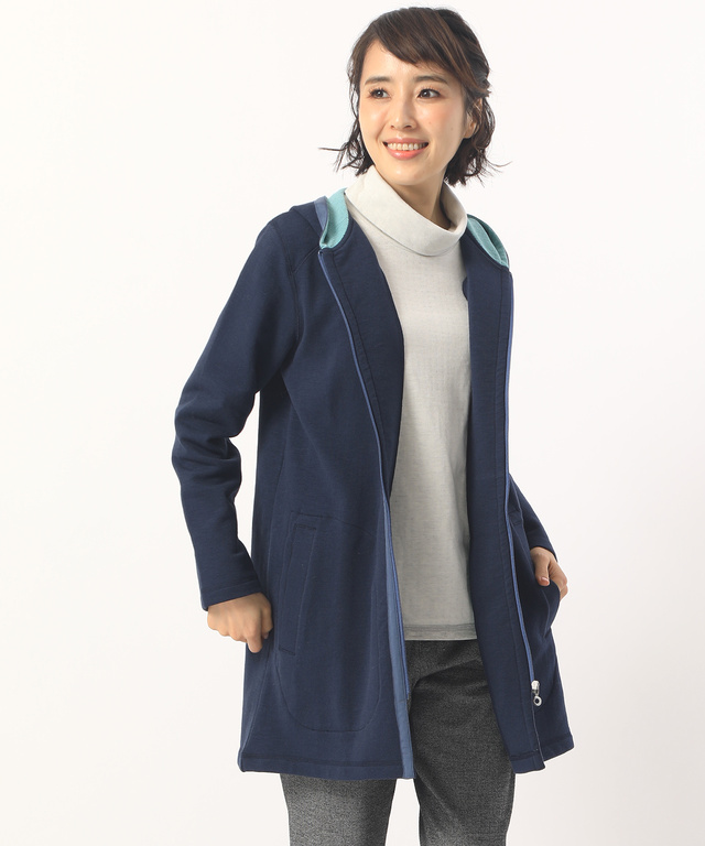 パーカージップアップロングジャケット