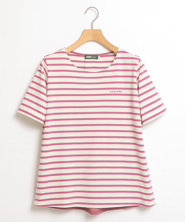 裾切り替えボーダーTシャツ