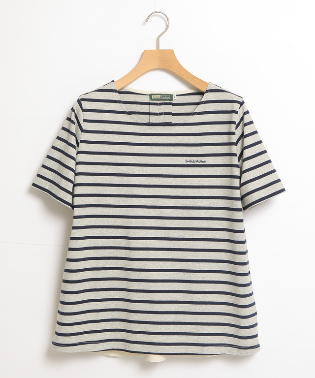 裾切り替えボーダーTシャツ