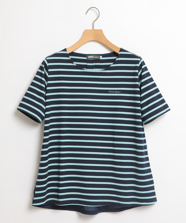 裾切り替えボーダーTシャツ