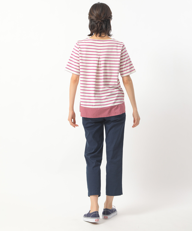 裾切り替えボーダーTシャツ