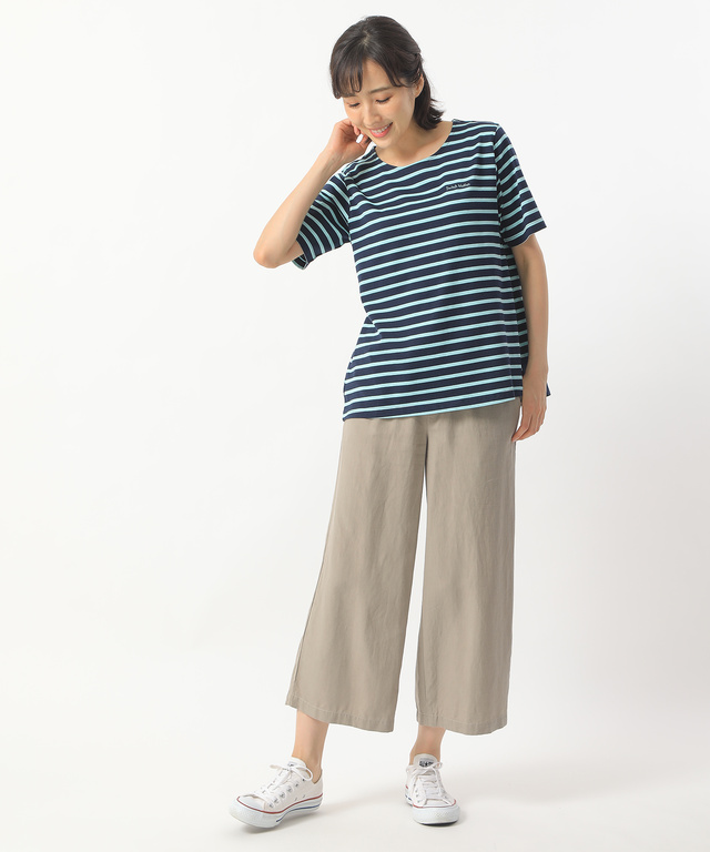 裾切り替えボーダーTシャツ
