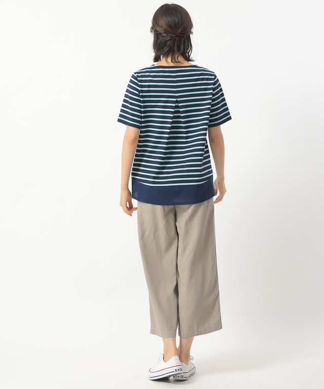 裾切り替えボーダーTシャツ