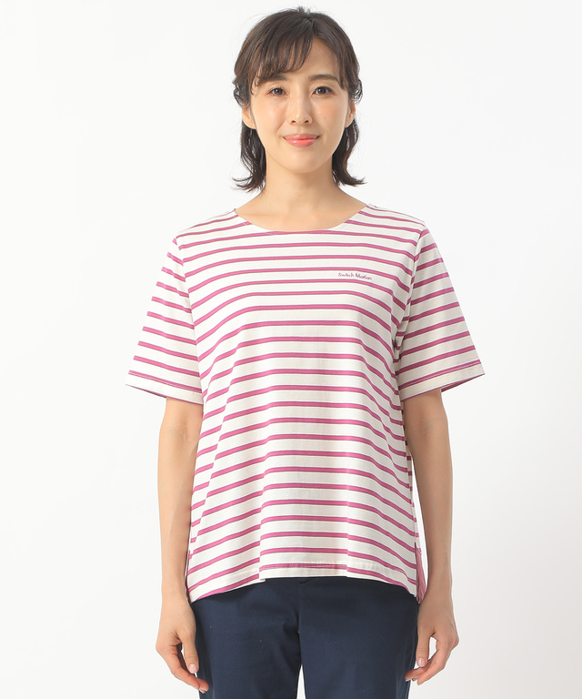 裾切り替えボーダーTシャツ
