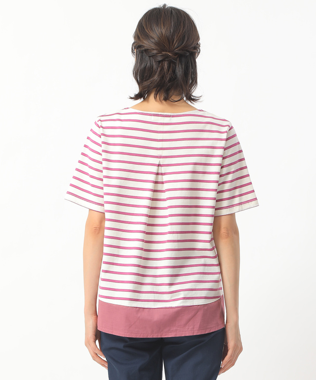 裾切り替えボーダーTシャツ